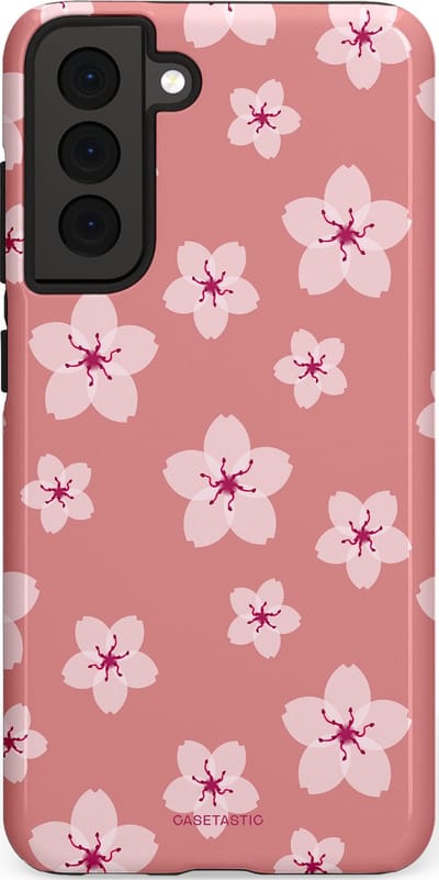 Casetastic Hoesje Geschikt voor Samsung S21 FE - Stijlvolle Beschermende Duo-layer Case - Roze Sakura Bloesems Elegante Japan Rituals