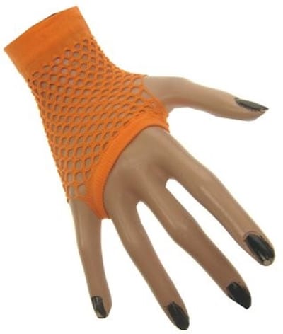 3x Paar Nethandschoen kort vingerloos fluor Oranje - Koningsdag Koning Carnaval Feest Verkleden Party Fluor Kleur