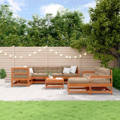 vidaXL - Tuin - loungeset - 10 - st - Wax - Bruin - Dennen - Massief - grenenhout