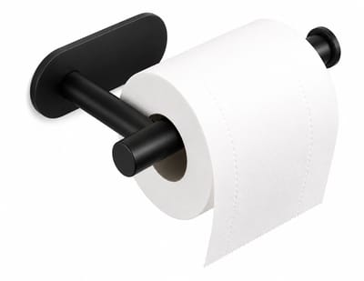 Toiletrolhouder Zelfklevend – Matzwart RVS – Zonder Boren – 16 x 10 cm