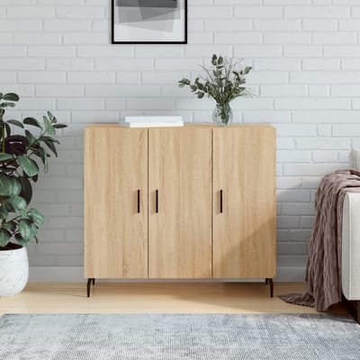 vidaXL - Dressoir - 90x34x80 - cm - bewerkt - hout - sonoma - eikenkleurig