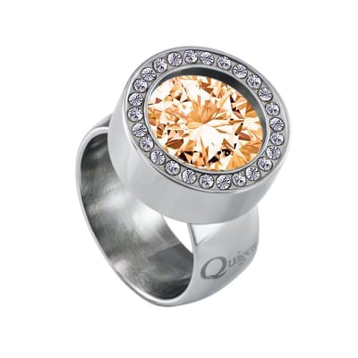 Quiges RVS Schroefsysteem Zirkonia Ring Zilverkleurig 16mm met Verwisselbare 12mm Mini Munt - SLSRS48516
