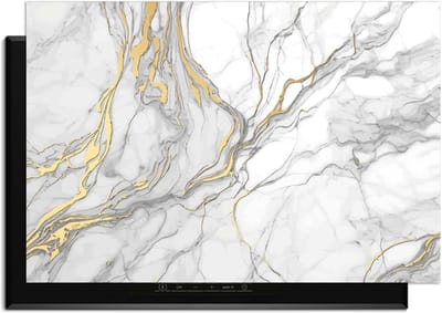 KitchenArt - Elegant Gold Marble – Inductie Beschermer - 90x50 cm - Kookplaat Beschermer - Luxe Afdekplaat Inductieplaat - Anti-slip & Oprolbaar - Beschermmat Inductiekookplaat
