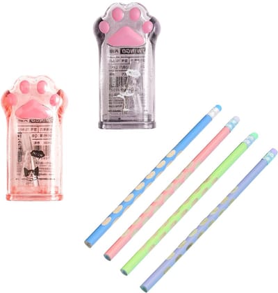 Dailygoods- Puntenslijper Dubbel - 2 Stuks - Handmatige Puntenslijper - Met Houder - Roestvrij Staal - Geschikt voor Potloden en Kleurpotloden - Potloodslijper
