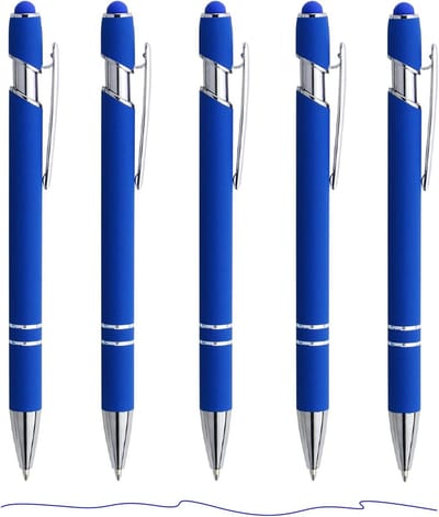 Ergonomische Balpen met Blauwe Inkt, Antislip Handvat, Metalen Pen Set voor Kantoor en Thuis, 0.7 mm Dikte