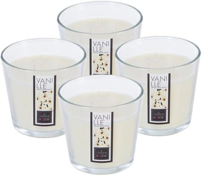 Atmosphera geurkaars - 4x - vanille geur - 40 branduren - wit - in glas - aroma/geurkaars