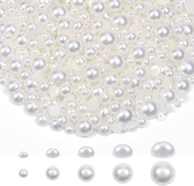 1000 Stuks Witte Halve Ronde Plastic Parels - Semicirculaire Kralen voor Decoraties, Scrapbooking en DIY Sieraden maken in 4mm, 6mm, 8mm, 10mm en 12mm