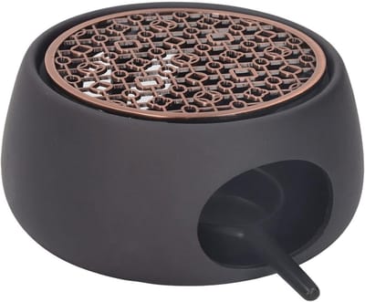Theelicht Heater - Theepot Warmer - Thee Warm Houden - Keramisch Materiaal - 10 cm Diameter - Zwart