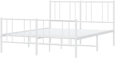 Metalen Bedframe - Ledikant Tweepersoons - Slaapkamer Inrichten - Robuuste Staalconstructie - 160x200 cm - Wit