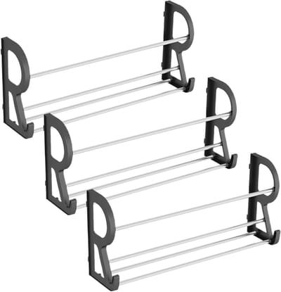 Schoenenrek - Wandrek - Ruimte Besparen - Eenvoudige Montage - 3 Stuks - Zwart