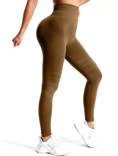 Anti-cellulitis-leggings - sportlegging voor dames - lange compressielegging billen push-up hoge taille ondoorzichtig - yoga pilates sportbroek - 1 stuk-Sportbroek -Koffertint-S