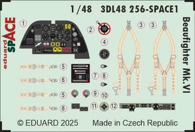 Eduard Modelbouwdecoratie - 3DL48256 Sp - Decals Set voor Beaufighter Mk.VI - Decals