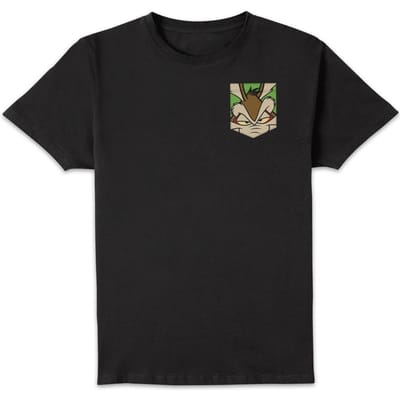 Looney Tunes Wile E Coyote Faux Pocket T-shirt - Zwart - 3XL