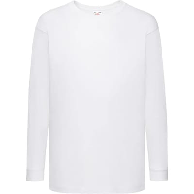 Fruit of the Loom Kids Value Weight Longsleeve 5 stuks T-shirt Wit (Maat 116)