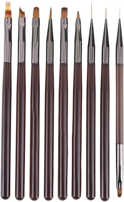 Professionele Set van 9 Nagelborstels voor Nagelkunst met Dotted Pen, Franse Borstel en DIY Ontwerptools voor Perfecte Nagels