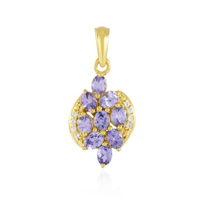 Cavill - 925 Sterling Zilver Hanger - 1.63 ct Ovale Blauwe Paarse Tanzaniet & Zirkonia - Elegant Edelsteen Sieraad - Stijlvol Feestelijk Accessoire