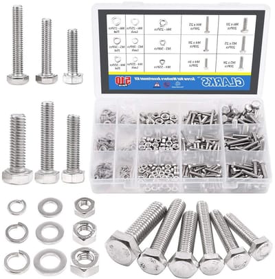 510 Stuks Rvs Platte Hex Schroeven, Bouten, Moeren en Ringen Assortiment Kit voor Diverse Toepassingen