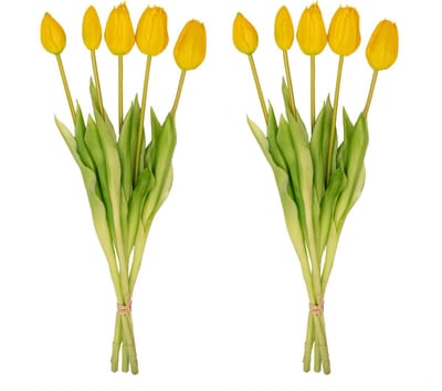Tulpen boeket – 10 stuks – Meerdere kleuren – ‘Real Touch’ kunst tulpen – 42 cm (wit/groen)