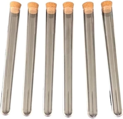 Plastic Reageerbuizen - Proefbuisjes Kurk - Laboratorium Experimenten - Met Kurken Sluiting - 15 x 150 mm - Transparant