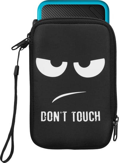 kwmobile game console etui geschikt voor Nintendo 3DS XL hoesje - Neopreen spelcomputer hoes - Don't touch design in wit / zwart