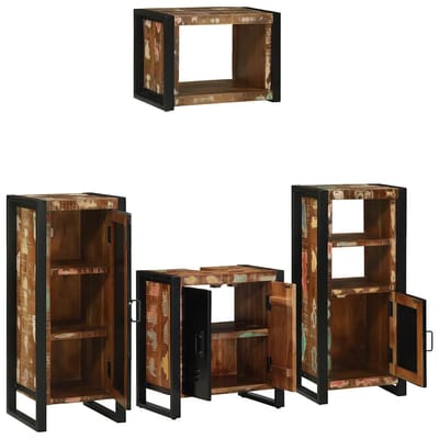 vidaXL Badkamermeubel Set met lade 4 pcs Massief Gerecycleerd Hout