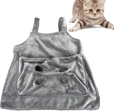 Draag schort huisdier - Draagzak puppy - Veilig vervoer - Verstelbare zak - 74x60cm - Koraal fleece