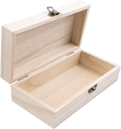 Houten opbergkist met deksel massief rustieke vintage stijl