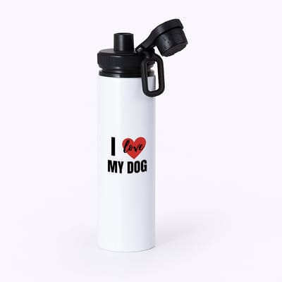 Hacebo® - I love my dog waterfles met draaidop zwart - Honden - honden liefhebbers - verjaardagscadeau - kado - gift - geschenk - water fles - 850ML