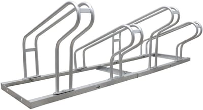 TRUTZHOLM - Fietsenrek Voor 4 Fietsen - 140x45 cm - Hoogte-Offset - Thermisch Verzinkt Staal Grijs - Rijparkeerder Vloer