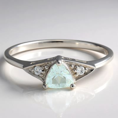 Cavill - Elegante Zilveren Ring 925 Sterling met Mozambique Toermalijn 0,31 ct Trilliant Slijpsel en Zirkonen Pavé - Modieuze Damesring