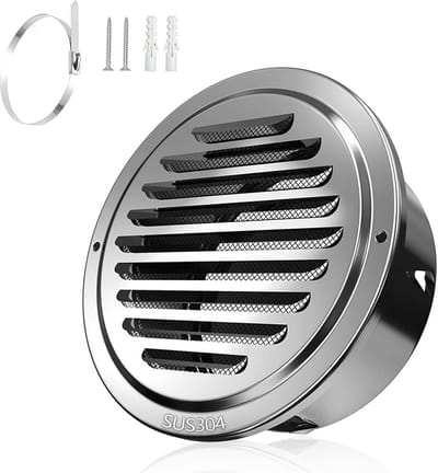 Ventilatierooster 110 mm - Roestvrij Staal 304 - Rond - Insectenwering - Weerbestendig - Wandmontage - Afvoerrooster