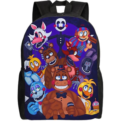 FNAF Horror Game Rugzak Dames Heren Ademende Rugzakken Polyester Kawaii Middelbare School Tassen Reizen Kleurrijke Rugzak (as the picture,as picture)