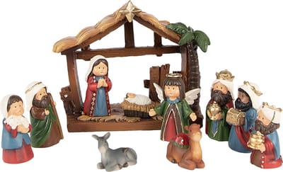 Clayre & Eef Kerstdecoratie 9 cm (set van 11) Rood Polyresin