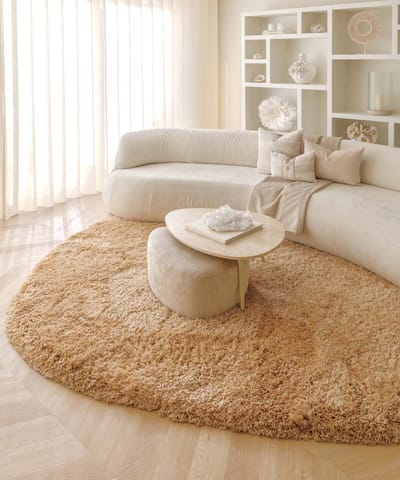 Organisch vloerkleed shaggy - Sveve Pebble beige 150x210