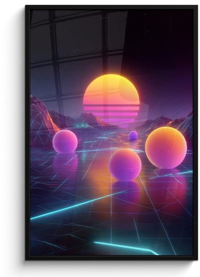Poster in lijst - Fotolijst 80x120 cm - Posters - Landschap - Bergen - Bollen - Licht - Posterlijst zwart - Decoratie - Wanddecoratie woonkamer - Muurdecoratie slaapkamer