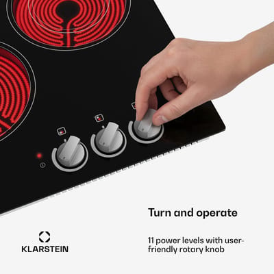 Klarstein Kookplaat keramische - 45 cm glazen oppervlak, elektrische kookplaat met 3 zones, dubbele zone, draaiknoppen, 4700 W, restwarmte-indicator & kinderslot, eenvoudig te reinigen kookplaat - voor Keuken - Kookveld - Cooktop - Hob