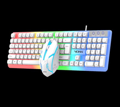 Gaming Toetsenbord en Muis Set – RGB LED Verlichting – 104 Toetsen – USB Bedraad – Anti-Ghosting – Wit