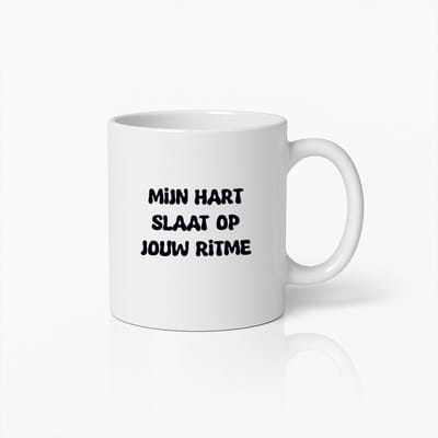 Romantische Nederlandse Tekstmok – 'Mijn Hart Slaat op Jouw Ritme' – Perfect Cadeau voor Liefdevolle Koffieliefhebbers