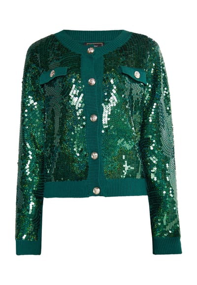 Faina Vest met pailletten Dames Smaragdgroen