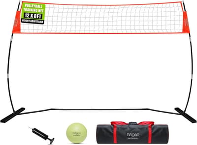 Draagbaar Volleybal Trainingsnet 12FT/18FT met Verstelbare Hoogte voor Indoor en Outdoor