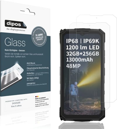 dipos – 2x Matte Pantserfolie geschikt voor DOOGEE Fire 5 Ultra | 9H Screenprotector