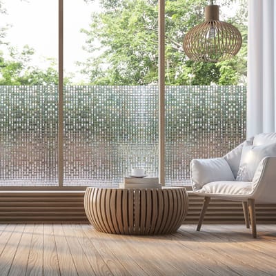 Rol raamfolie met fijne ruitjes - Per meter verkocht - Elektrostatische privacyfolie, verduisterend, UV-bestendig - 45 cm x 10 m