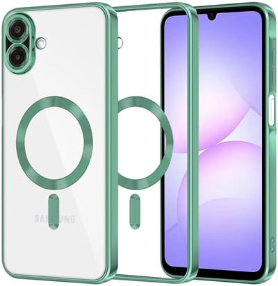 Hoesje geschikt voor Samsung Galaxy A07 4G - Techsuit Luxury Crystal Back Cover - Geschikt voor MagSafe - Transparant/Lichtgroen