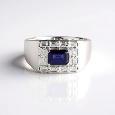 Cavill - Zilveren ring - 925 Sterling zilver gerhodineerd - 0,7 ct achthoekige ioliet en 1,08 ct witte topaas baguettes - Luxe damesring paars elegant