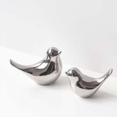 Kleine keramische vogelbeelden set van 2 voor tuin en interieurdecoratie