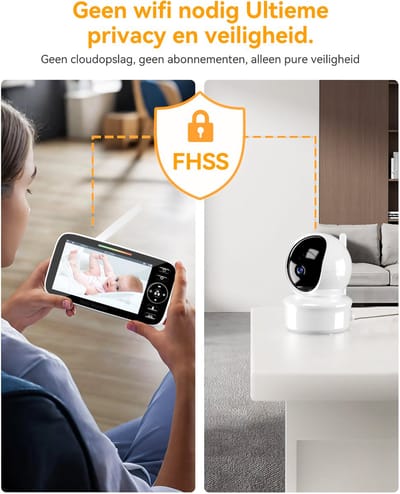 Sytifro Babyfoon met Camera – Baby Monitor met standaard en VOX-modus - zonder wifi, bescherming van de privacy en veiligheid van de baby - Hondencamera - Bestuurbaar - Temperatuursensor - Terugspreekfunctie - Video & Audio - Wit