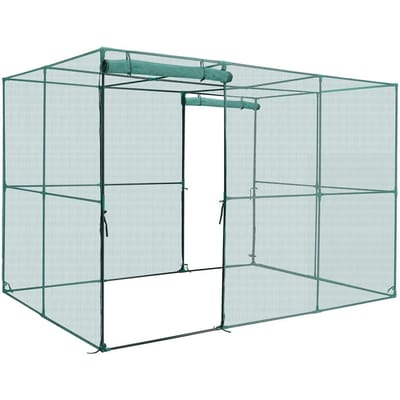 Cage de Protection pour Cultures, Tente de Protection pour Plantes de 2,9 x 1,94 x 1,94 m avec Porte zippée, Cage Haute Résistante au Vent pour Cultures, Facile à Installer, Couverture de Potager d'Extérieur,