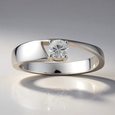 Cavill - Zilveren ring met 0,306 ct ronde Tanzania zirkoon - 925 Sterling zilver met palladium - Modern elegant design - 22x19 mm