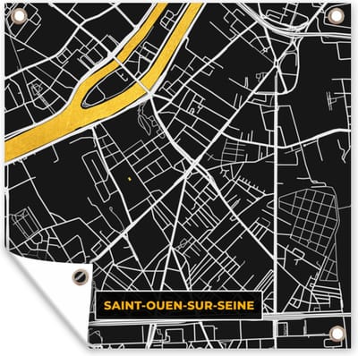 Tuin poster Saint-Ouen-sur-Seine - Stadkaart - Plattegrond - Kaart - Frankrijk - 200x200 cm - Stadskaart - Tuindoek