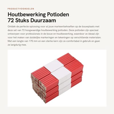 Dailygoods- Timmermanspotlood Hoogwaardige Hout - 72 Stuks - Comfortabel Gebruik - Duidelijke Markering - Schokbestendig - Makkelijk te Slijpen - Bouwpotlood